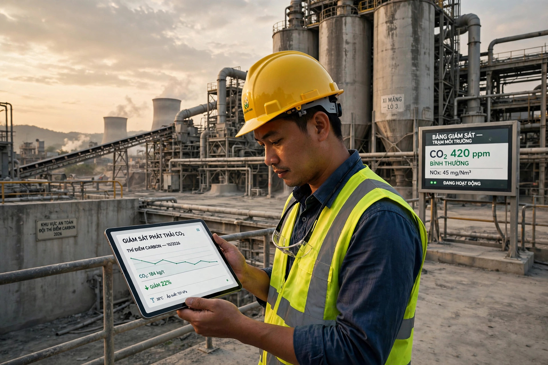 Body image for the Vietnam carbon exchange analysis showing thermal power, steel and cement facilities covered by emission allowances in Vietnam