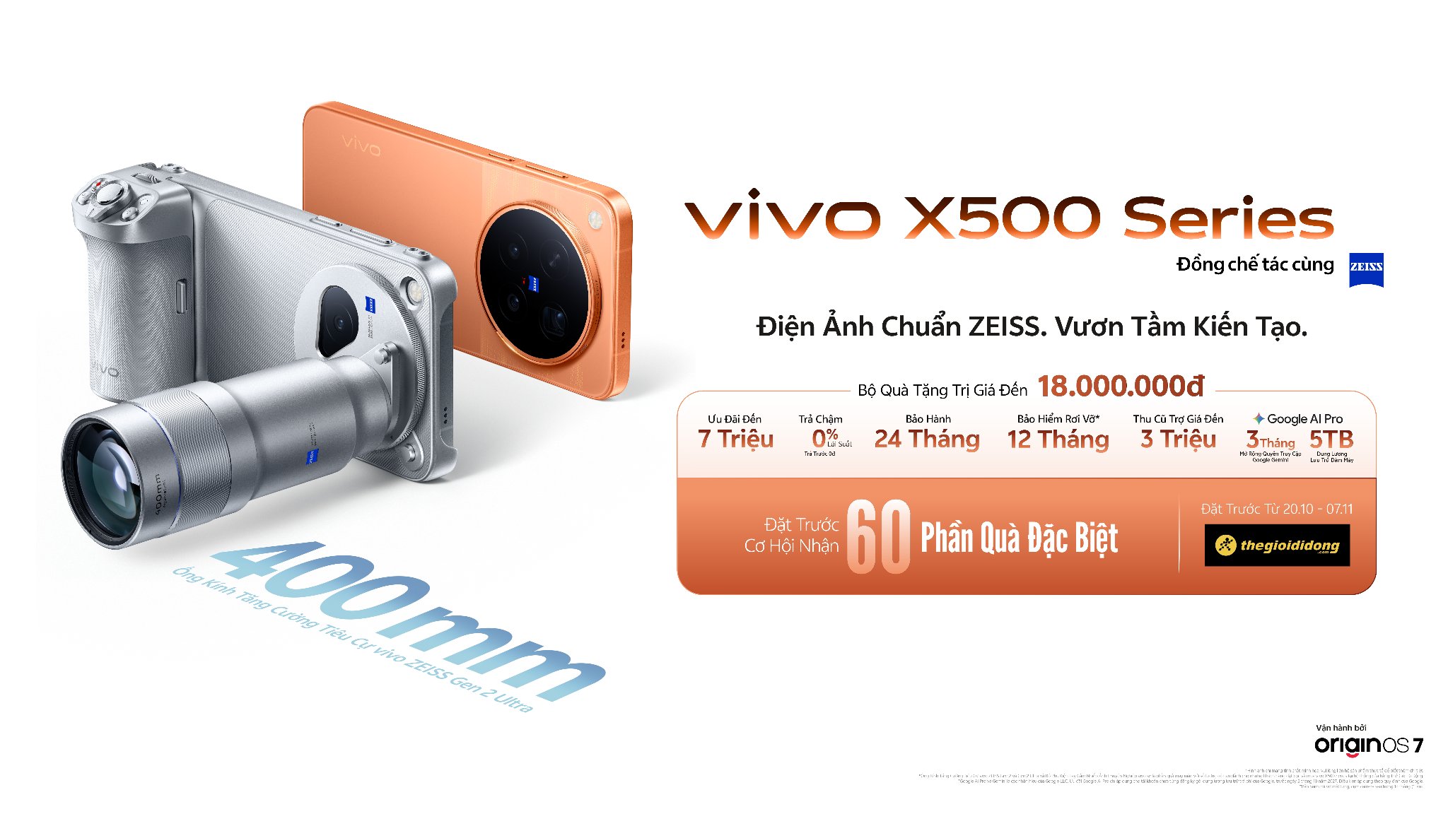vivo X500 Series with the ZEISS Gen 2 Ultra telephoto extender lens and pre-order offers in Vietnam